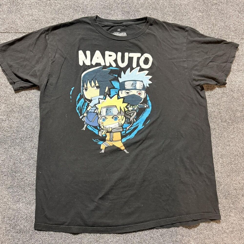 Naruto Shippuden Shirt Mens 2XL Black Ripple Junction Anime Graphic Tee Top